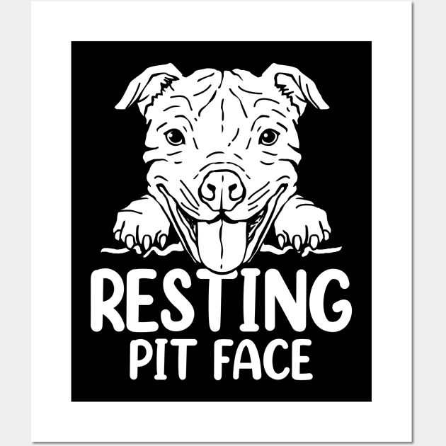 Resting Pit Face - Pitbull Wall Art by AngelBeez29